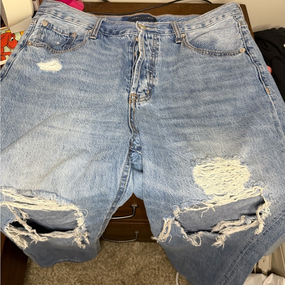 Distressed Blue Denim Pants